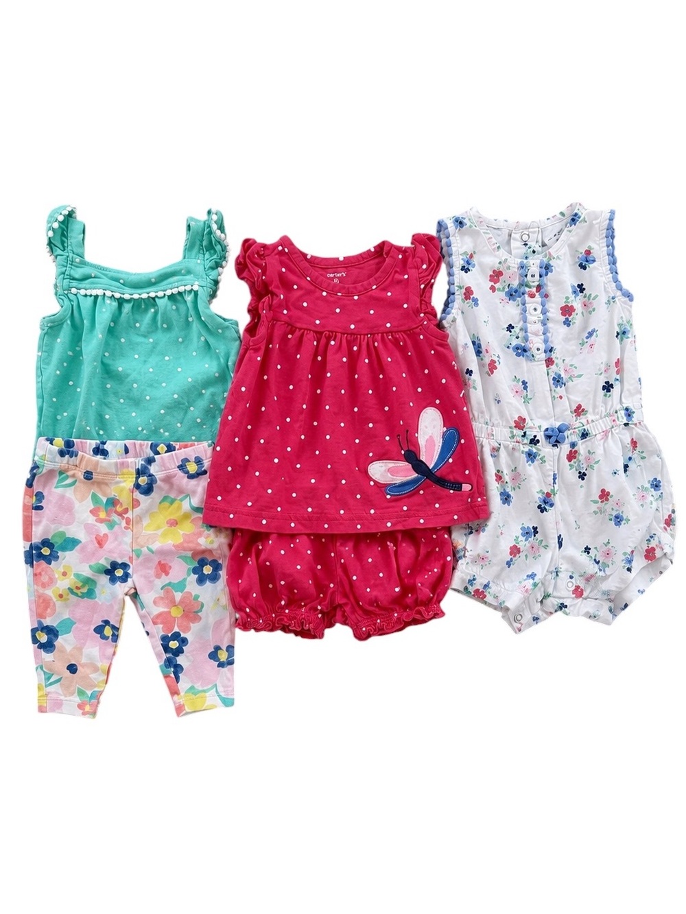 Carters Baby Girl Outfit Bundle Floral Romper | Summer Clothes Lot 3 months